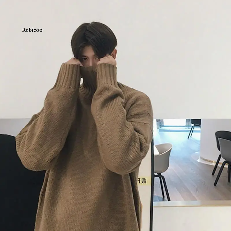 

Men Sweaters Basic Solid Leisure Simple All-Match Korean Coat Sweater Mens Winter Soft Knitting Warm Pullover Unisex Multicolor