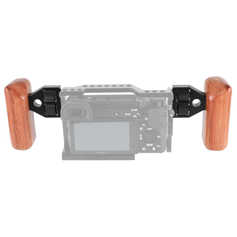 CAMVATE 2pcs impugnatura con impugnatura in legno per fotocamera con connettore per DV Video Cage compatibile con fotocamera rossa/RED Rig/altre macchine fotografiche reflex