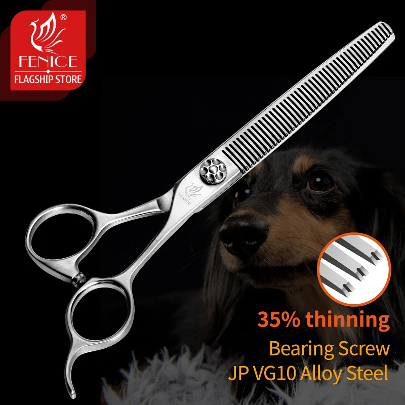 Fenice 6.5/7.0inch Professional Dog Grooming Scissors JP VG10 Stainless Steel Thinning Shears Thinning Rate 35%