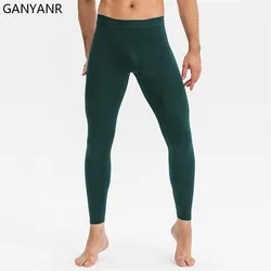 GANYANR collant da corsa uomo pantaloni a compressione Leggings abbigliamento sportivo palestra Fitness Sport Sexy pallacanestro Yoga allenamento allenamento lungo