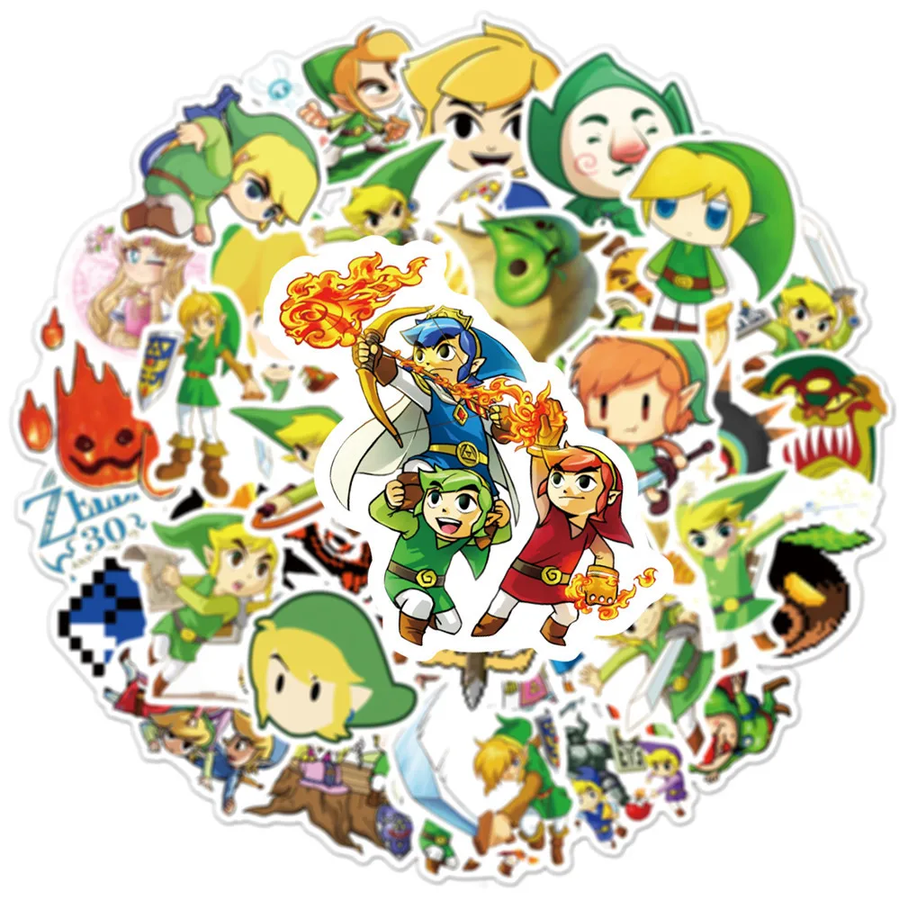 50PCS Anime The Legend of Zelda Stickers DIY Travel Luggage Guitar Fridge Laptop Waterproof Cartoon Sticker Decal