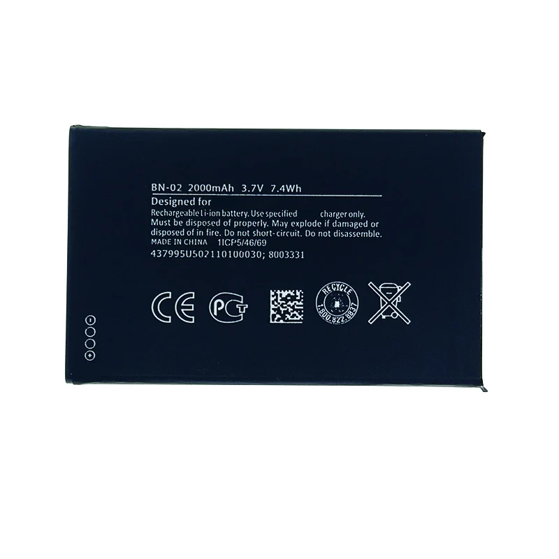 100% Original 2000mAh BN-02 Battery For Nokia XL 4G RM-1030 RM-1042 RM-1061 Phone New High quality battery+Tracking number