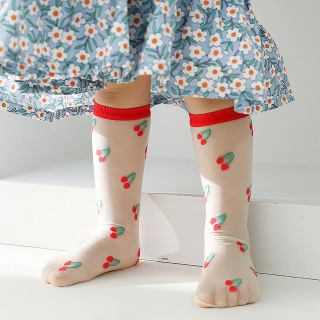 

Autumn Kids girls socks thin soft breathable cute cartoon fruit candy color casual fashion princess children long tube socks