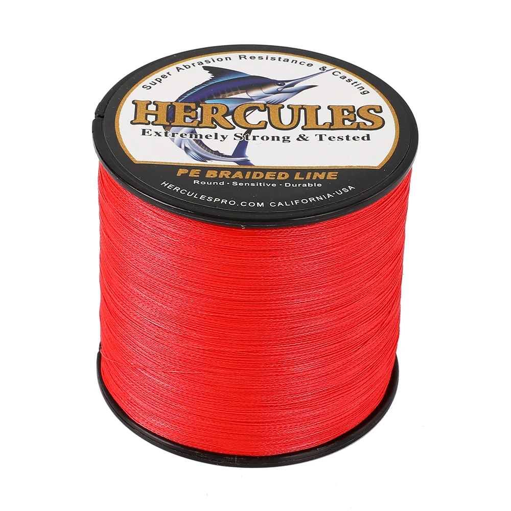 Hercules linha de pesca 6-100lb trançado linha para a pesca da carpa 4 fios vermelho multifilamento pe fio 100m-2000m rússia presentes para homens