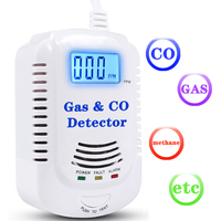 2 in 1 Combustible Natural Gas Leak Detector Carbon Monoxide Sensor LCD Display Two Power Supply Methods Alarm System For Home