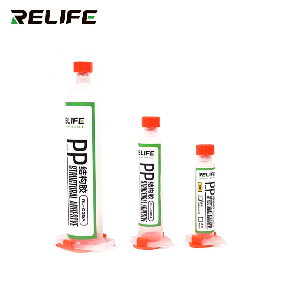 RELIFE RL-035A PP Structural Adhesive Black for Phone iPad Rear Glass Frame Bracket Bonding With 5 Needles