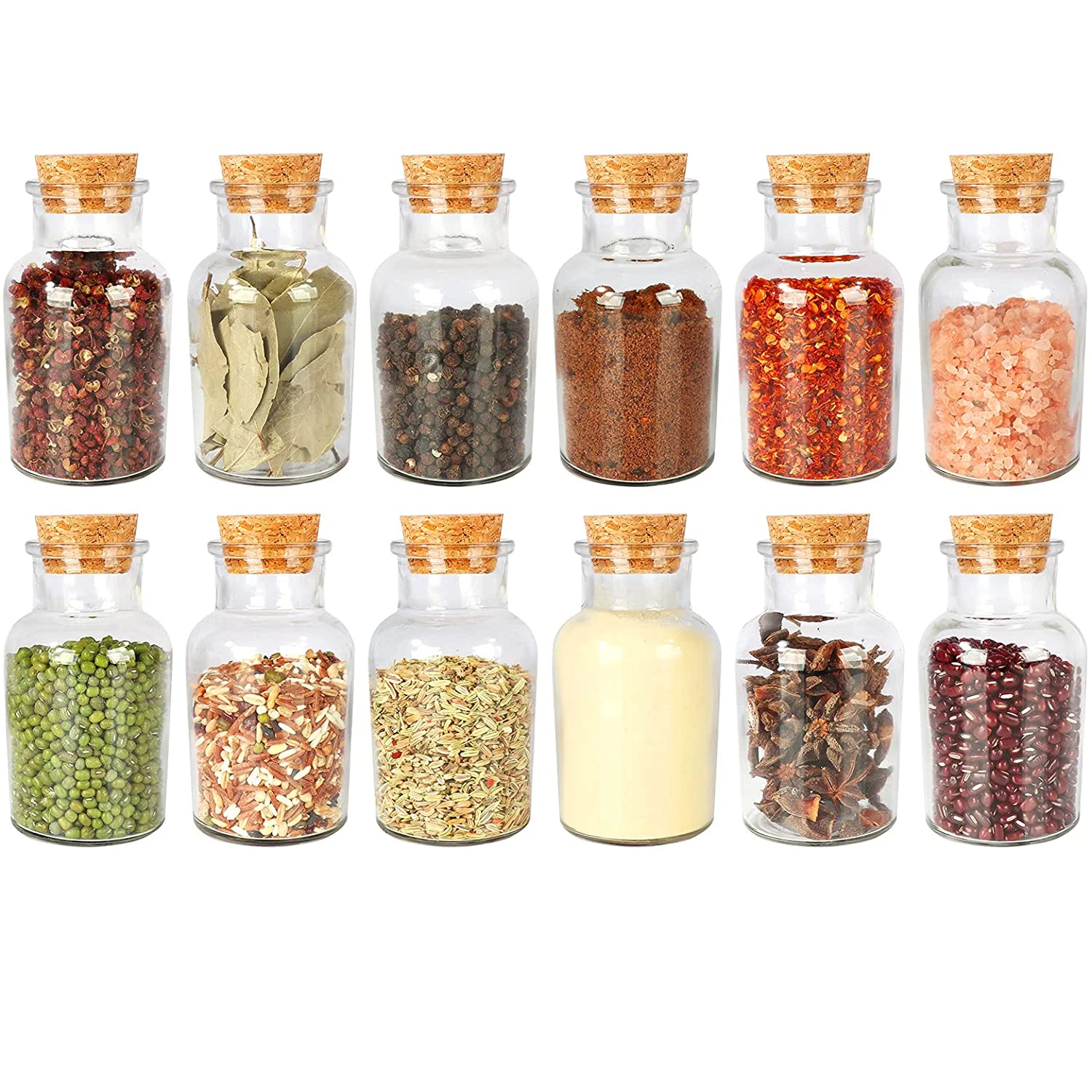 150ml Clear Glass Favor Containers/Jars/Bottles,Spice Jars with Cork Lids, Mini Yogurt Jars,Pudding Jars