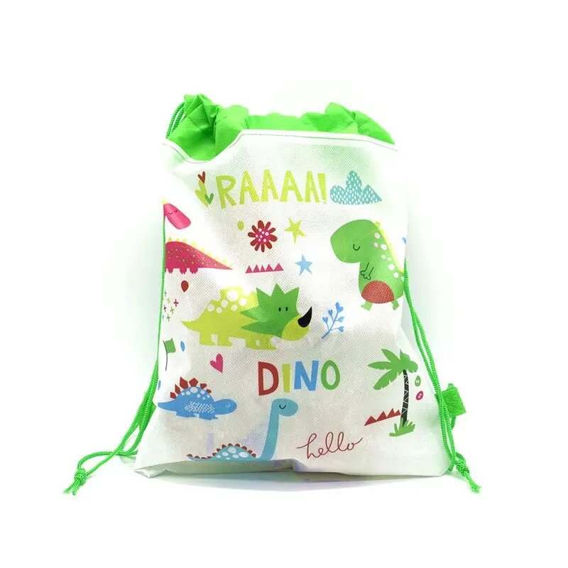 Cartone animato dinosauro borse da festa per bambini compleanno zaino con coulisse tessuto Non tessuto borsa da scuola per bambini borsa da