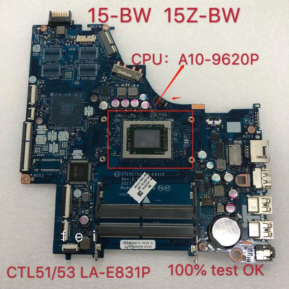 

Ctl51/53 LA-E831P Para for HP 15-BW 15z-BW Laptop Mainboard CPU: A10-9620P DDR4 924718-601 100% Teste Ok