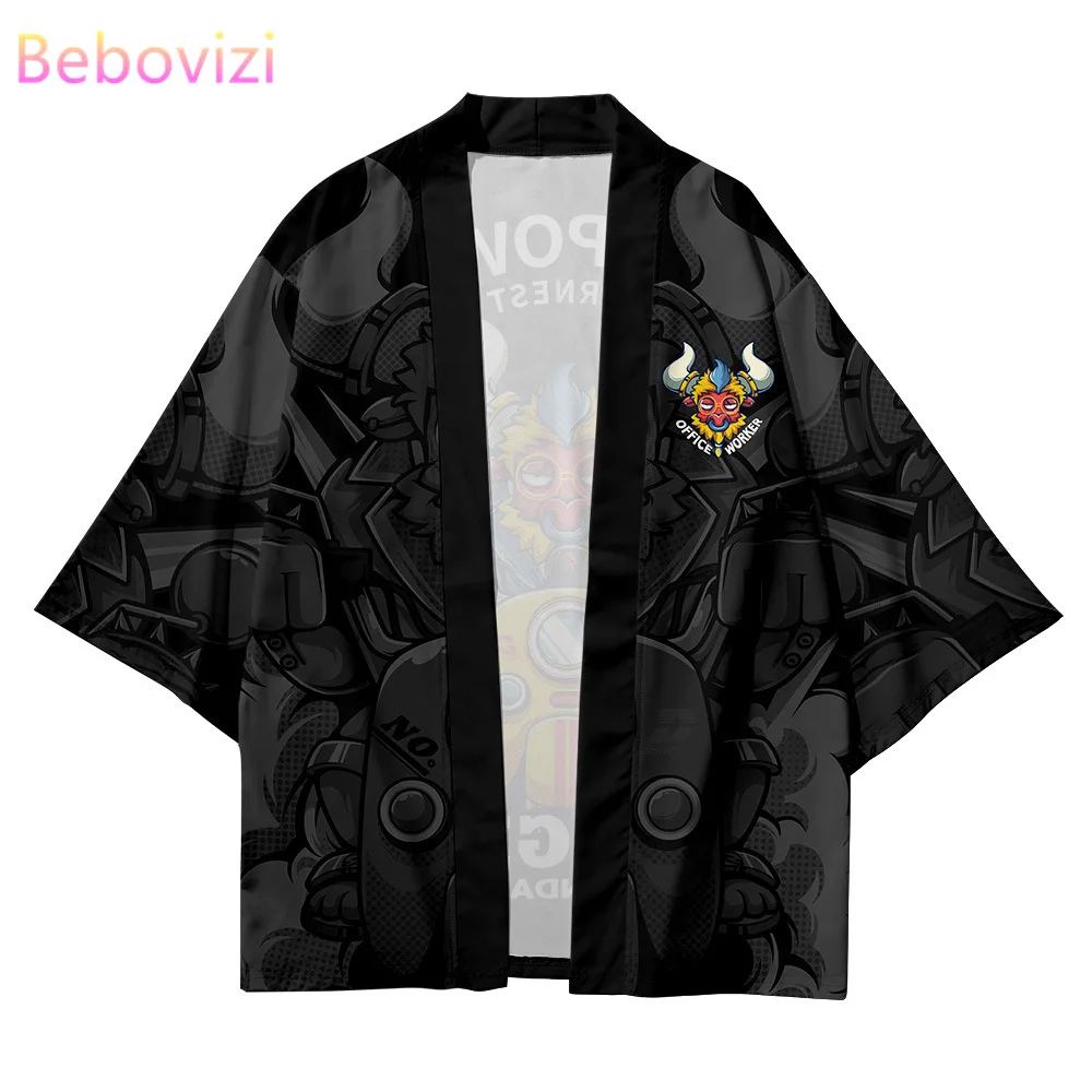 

Plus Size 6XL 5XL 4XL Red Yellow Cartoon Cow Cool Japanese Fashion Kimono Streetwear Cardigan Robe Women Men Haori Top Yukata