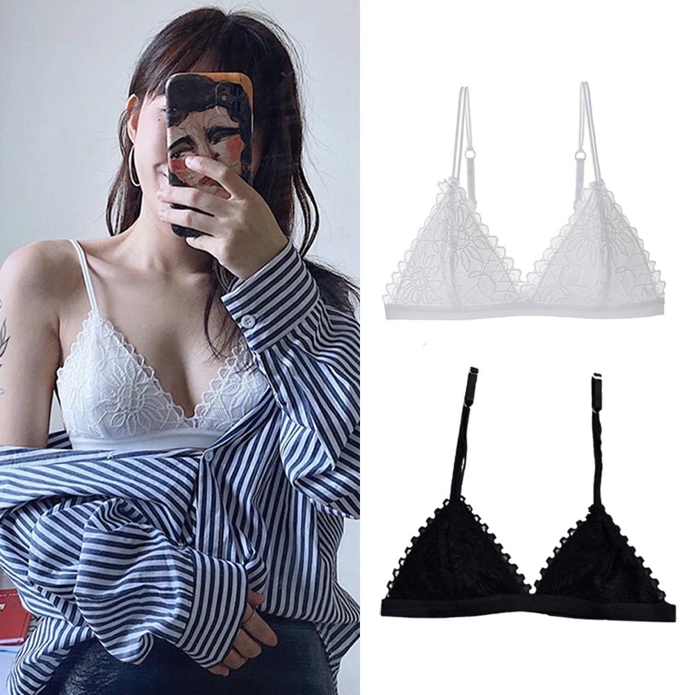 

Sexy Bra Floral Lace Wire Bra Bustier Sheer Top Seamless Bralette Transparent Wireless Brassiere Lingerie Without Steel Circle