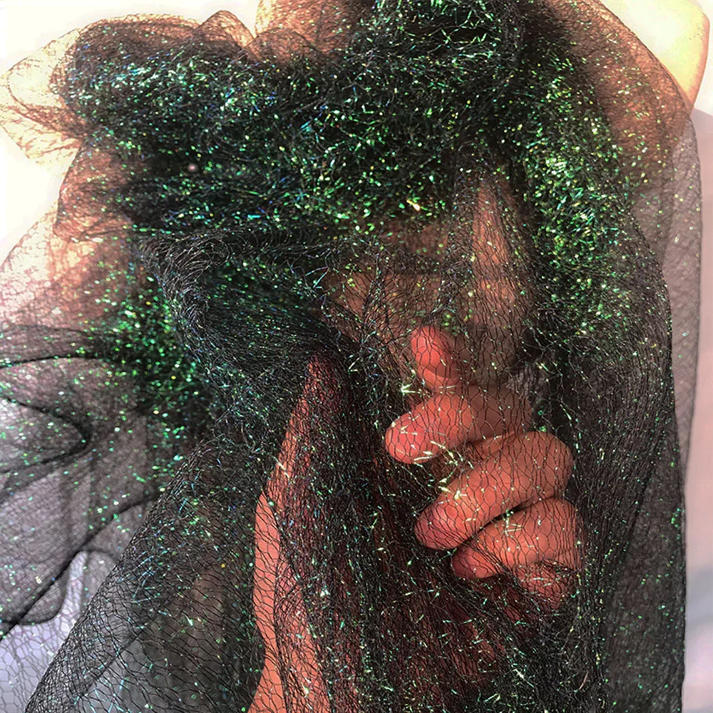 Tulle Malachite green Glitter Veil fabric Topper Tutu Prom Bow  Tulle DIY Wedding Birthday Decoration Mesh fabric Sewing Cloth