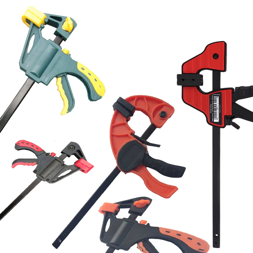 Ferramenta de mão para trabalho de madeira, 2 peças recém-chegado grampo de 4 argolas com liberação rápida, ferramenta de trabalho de madeira diy