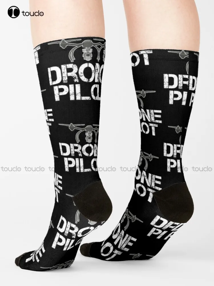 Cute Drone Pilot Funny Drone Lovers Socks Graphic Socks Personalized Custom Unisex Adult Teen Youth Socks 360° Digital Printing