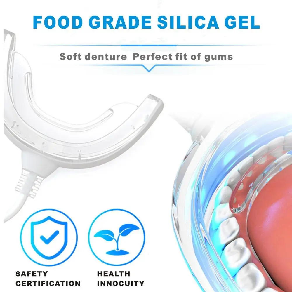 Sistema de blanqueamiento Dental con luz azul fría, dispositivo de blanqueamiento Dental con luz LED fría y portátil, tiene 2 Kit de Gel de