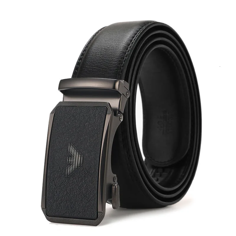 Peikong Men's Belt Cow mens fabric Leather Belts Brand Fashion Automatic Buckle Black Genuine Leather Belts for Men 3.5cm Width