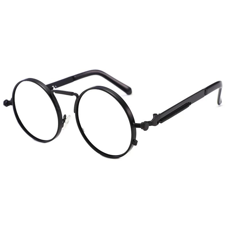 Retro Punk Spring Leg Round Glasses Men Metal Myopia Lens Prescription Women 0 -0.5 -0.75 To -6.0