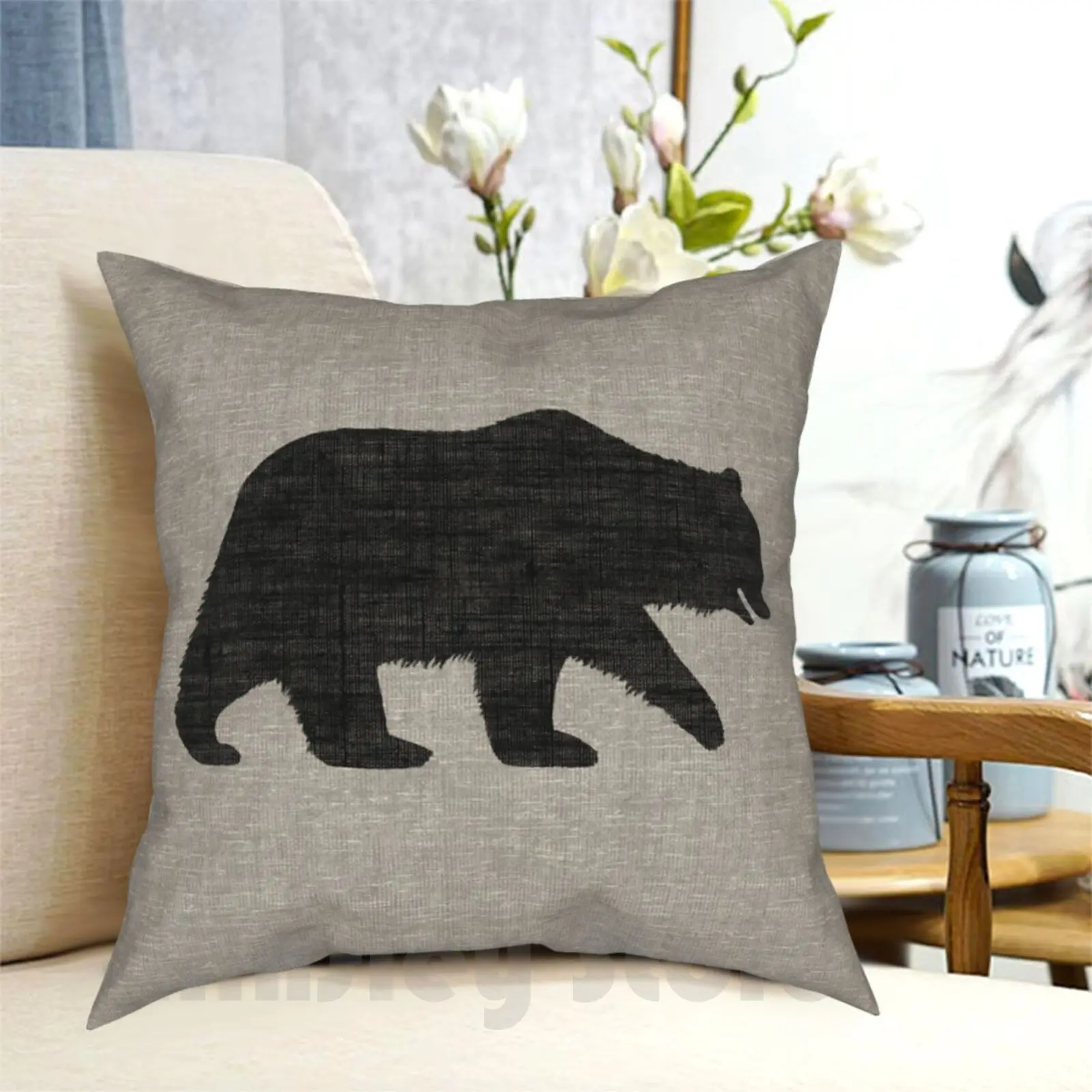 Grizzly Bear Silhouette ( S ) Pillow Case Printed Home Soft DIY Pillow cover Grizzly Bear Grizzly Bear Grizzley Animals