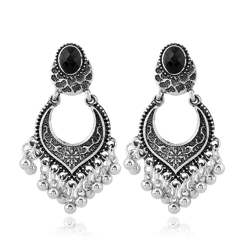 Fashion Boho Drop Dangle Vintage Earrings For Women Jewelry Carved Ethnic Geometric Stud Earrings Bohemian Beads Tassel Earrings