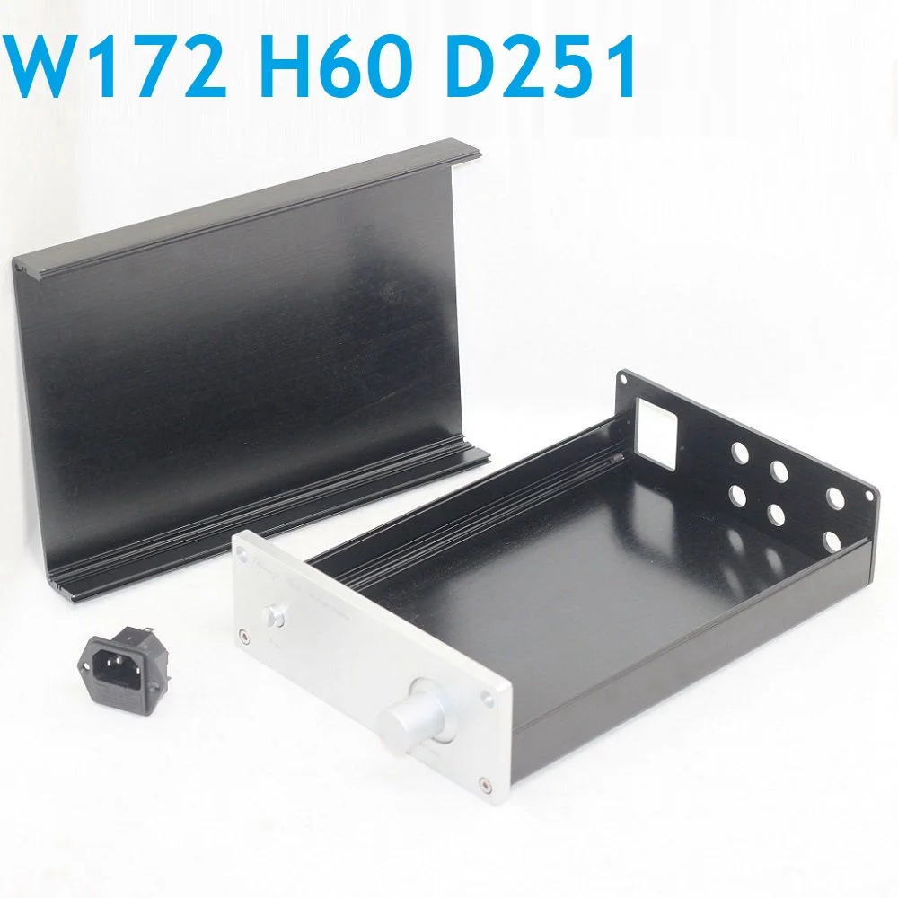 

W172 H60 D251 Amplifier Preamp Chassis DIY Aluminum Case DAC Decoder Enclosure Rear Stage Home Audio Music Box Headphone Amp PSU