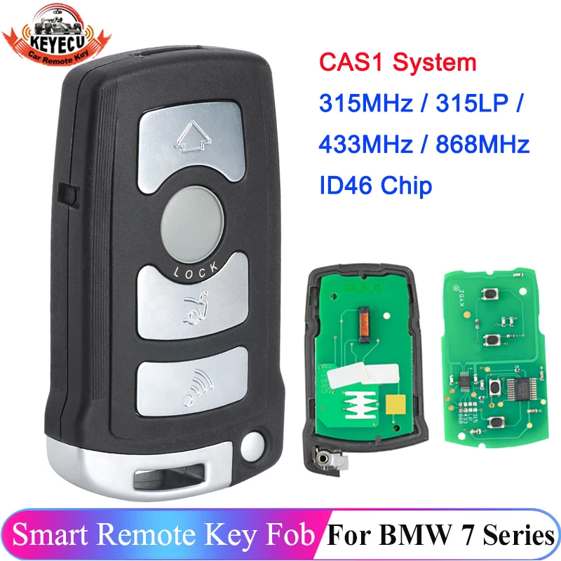 

KEYECU 4 Button Remote Key Fob 315MHz 315LP 433MHz 868MHz For BMW 7 Series 745i 750Li 760i E65 E66 ID46 7953 Chip CAS1 System