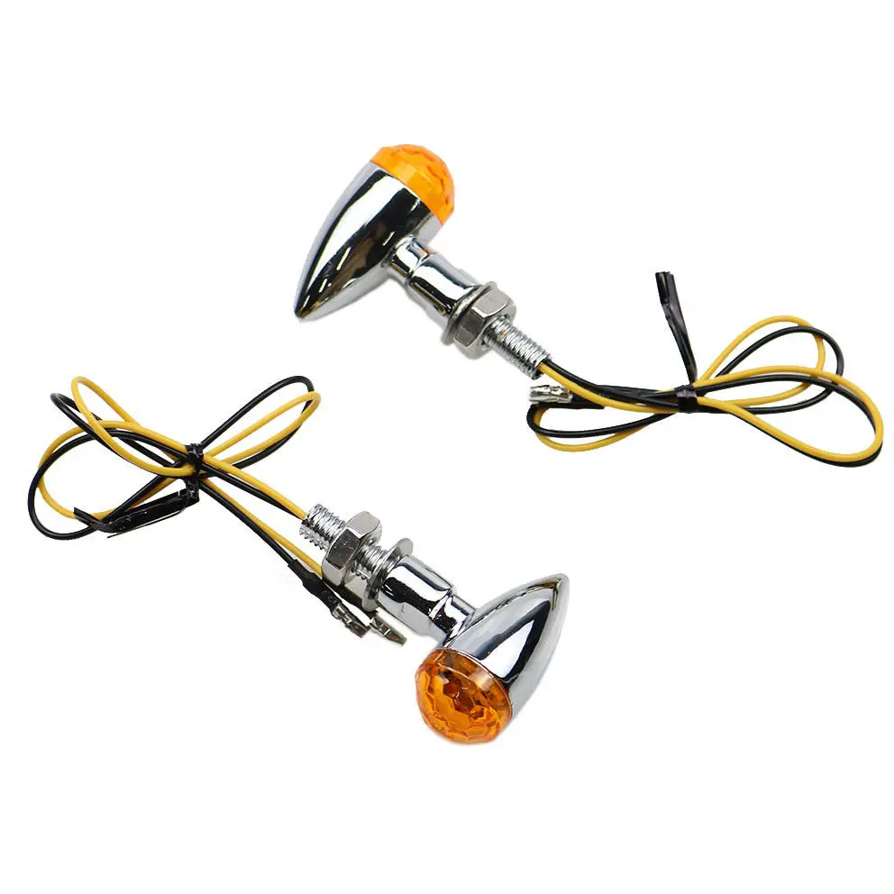 Chrome Mini Bullet Turn Signal Indicator Light For Cafe Racer Cruiser Chopper