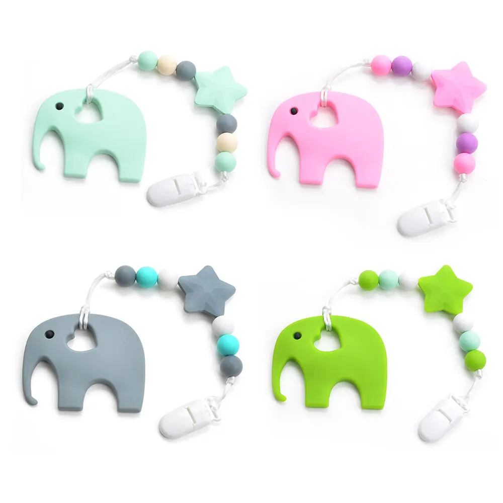 LOFCA Baby Teether Animal Biscuit Ice Cream Pacifier Clips Chain Food Grade silicone Baby Teething Toys BPA-Free Chew Beads