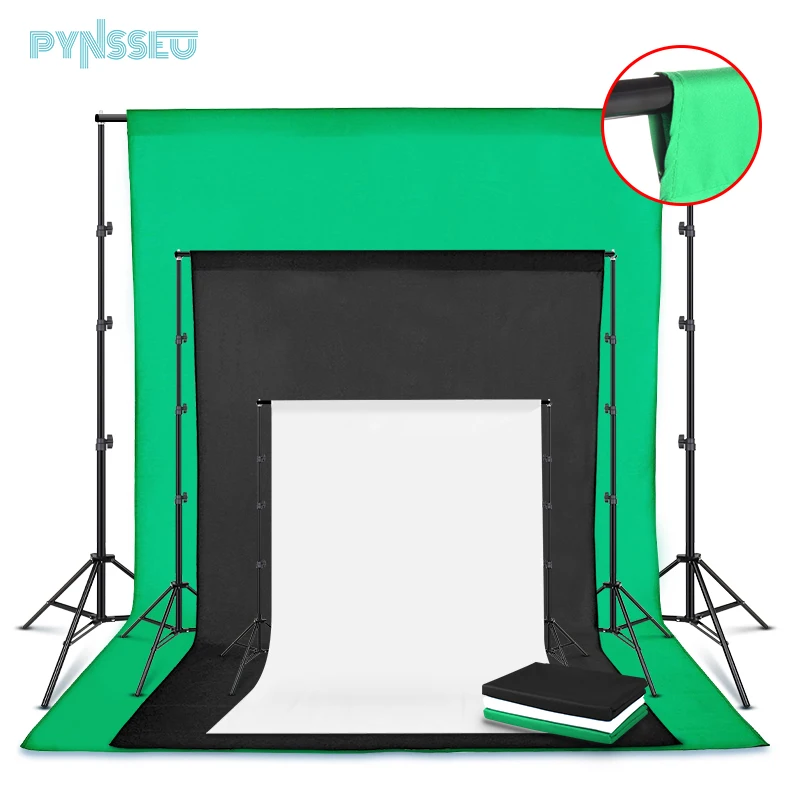 2.6*3M Photography Background Stand with 3*4M Chromakey Backdrops and clips,Photo Studio Support System Frame for Chroma Video