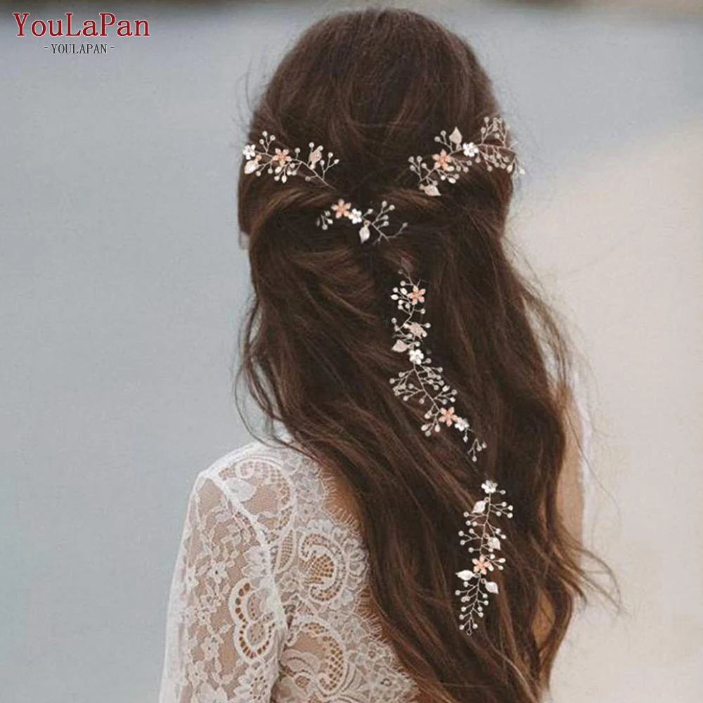 

YouLaPan Flower Wedding Hair Vine Customize Crystal Bridal Headband Hair Accessories Tiara Wedding Hair Vines for Girl HP268