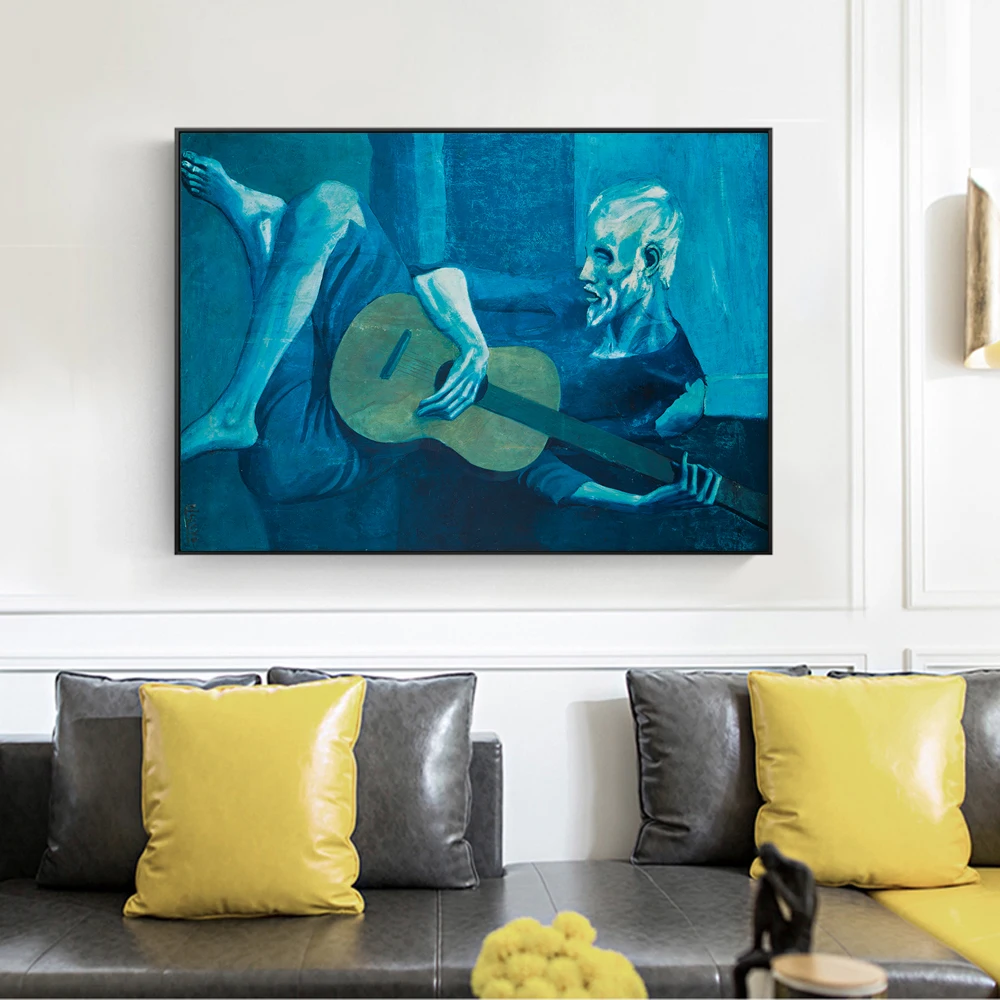 PABLO PICASSO THE Old Guitarist Oil Paintings Print On Canvas World Famous Artwork Reproductions Home Wall Art Pictures Cuadros