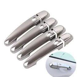For Chevrolet Equinox 2017-2021 Carbon Fiber Chrome Car Door Handle Cover Decor Trim Sticker Styling Accessories