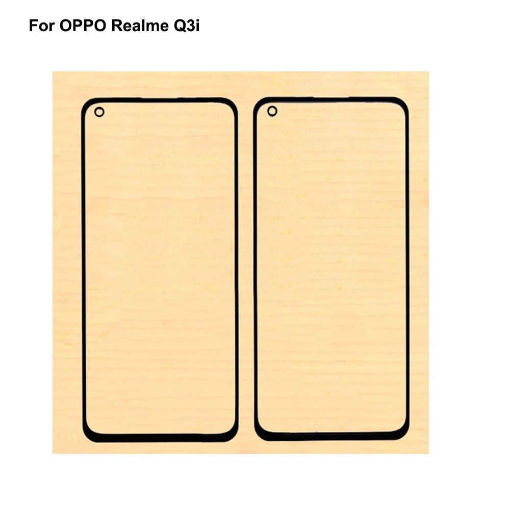 OPPO Realme Q3i 전면 LCD 유리 렌즈 터치 스크린에 대 한 2PCs 진짜 me Q 3i 터치 스크린 패널 외부 화면 유리 플렉스없이