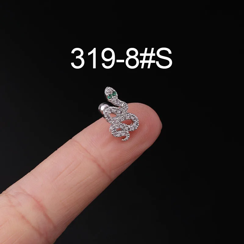 1PC 20G Cz wąż motyl kolczyk na chrząstkę Helix Tragus Daith Conch Rook przytulne przekłuwanie uszu biżuteria