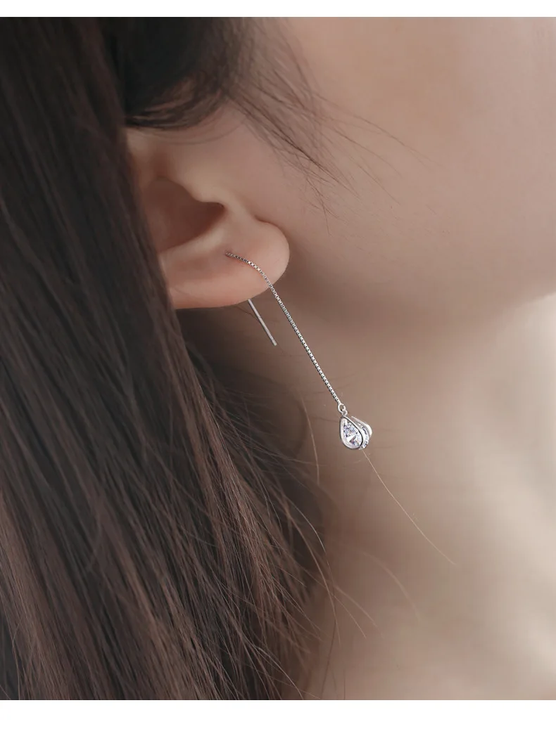 REETI Hot Sale Long water drop 925 Sterling Silver Earrings For Women Fashion Jewelry sterling-silver-jewelry pendientes