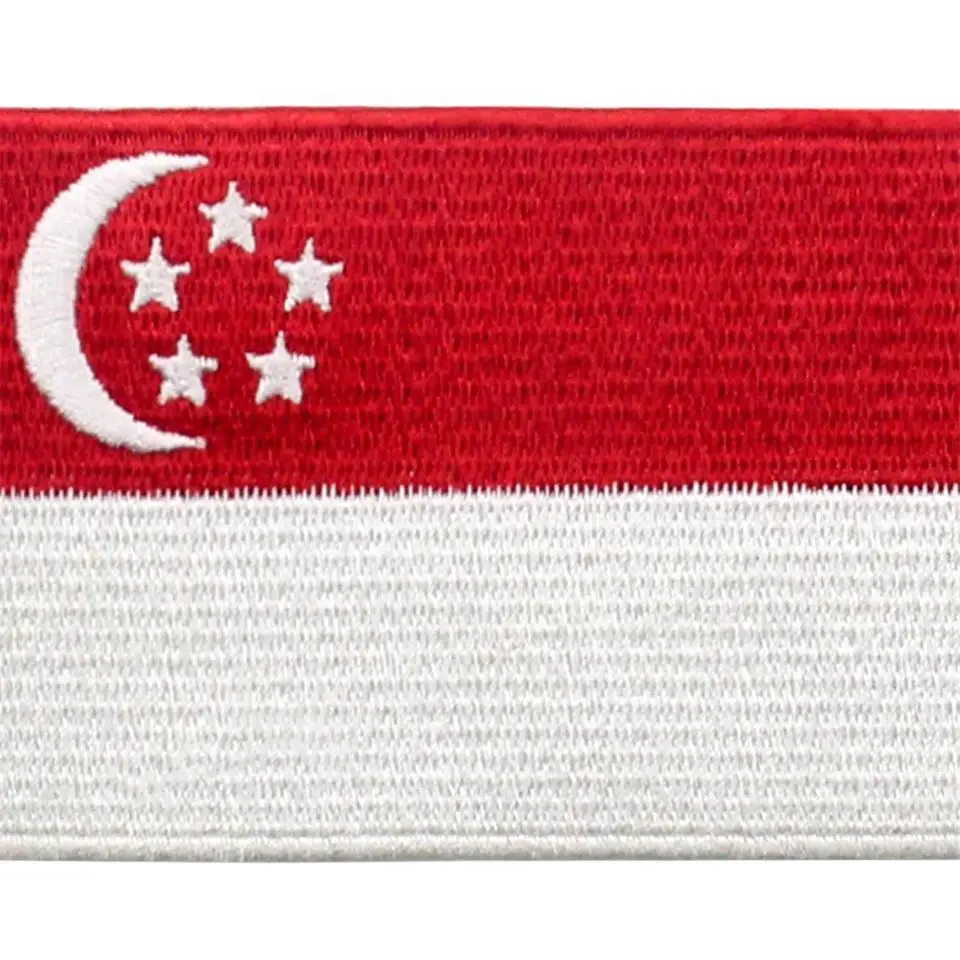 Embird Embroidered Patches Package Flag of Singapore Ceo-Friendly 3D Iron On Badge for Jeans