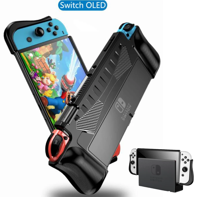 

Dockable Case For Nintendo Switch OLED Model 2021 Upgraded Protective Case Cover, Ergonomic Comfort TPU Grip Shell Guard NS OLED