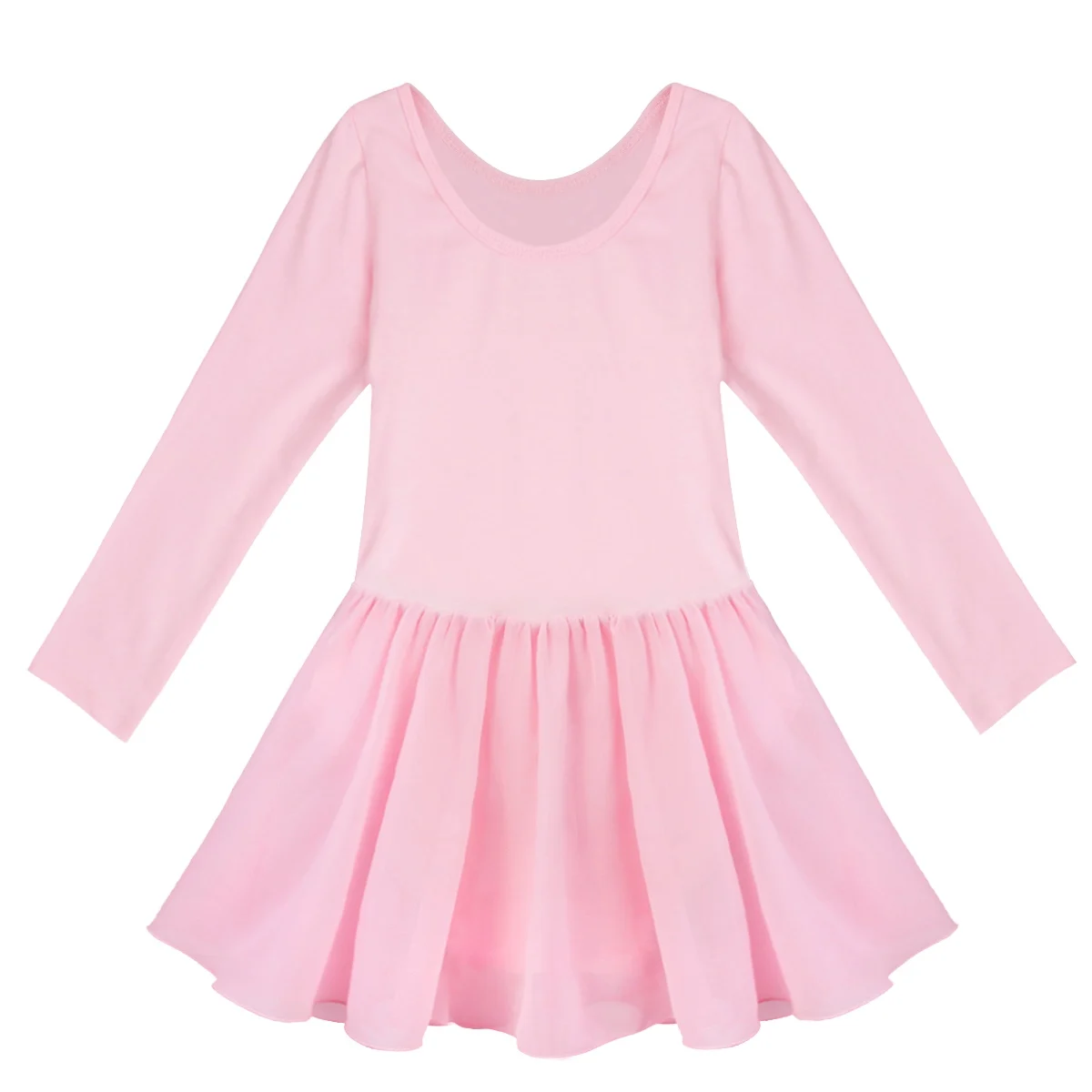 Girls Long Sleeve Ballet Dancer Leotard Tutu Dress Princess Gymnastics Ballerina Performance Dancewear Basic Gym Workout Clothes