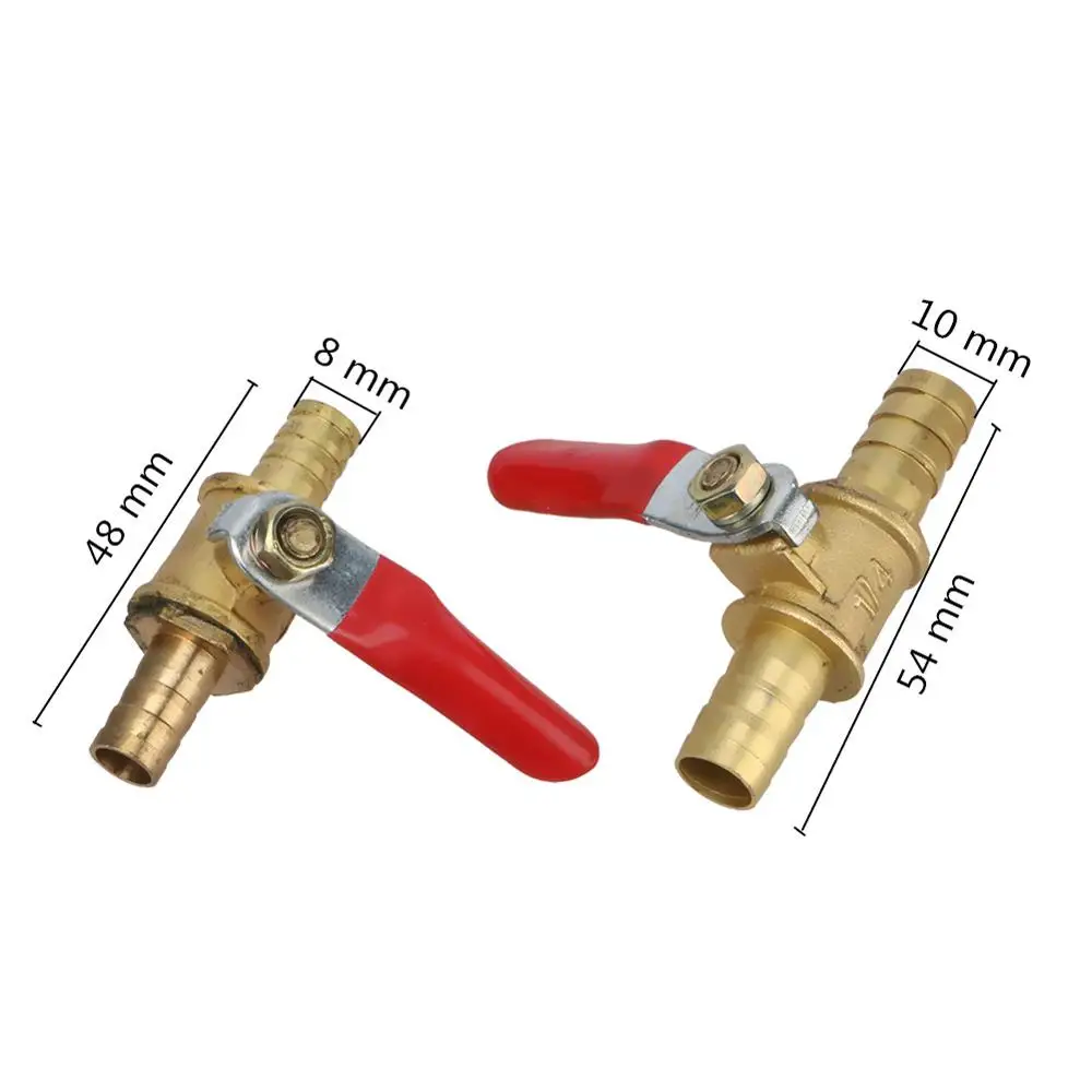 Water Flow Switch 8mm 10mm Garden Hose Barbed Ball Valve Inline Brass Universal Tap Straight Shutoff Ball Valve Garden Fittings