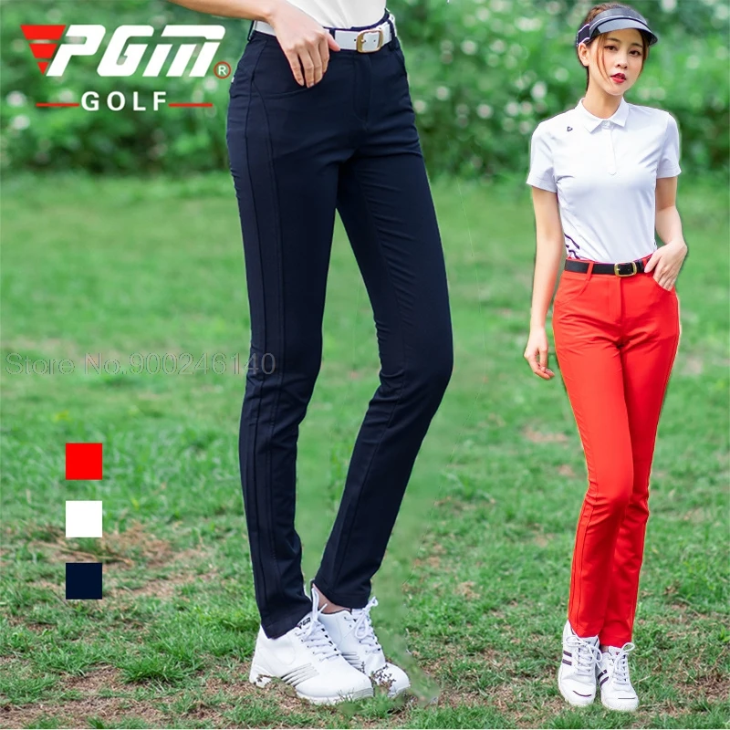 PGM Golf Pants Women's High Elastic Ball Pants Ultra-thin Summer Pant Spring Golf/Tennis Pants Women Slim Fast Dry Trousers