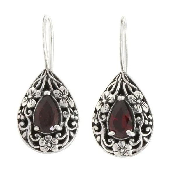 

DIWENFU 100% Solid S925 Silver Natural Ruby Drop Earring for Women Waterdrop Earrings Red Topaz Gemstone Garnet Earring Female