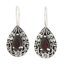 DIWENFU 100% Solid S925 Silver Natural Ruby Drop Earring for Women Waterdrop Earrings Red Topaz Gemstone Garnet Earring Female