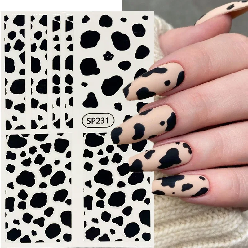 3D Zebra Cows Pattern Nail Stickers Nail Design Leopard Prints Sliders Animal Skins Foils Snake Pattern Manicures Decorations