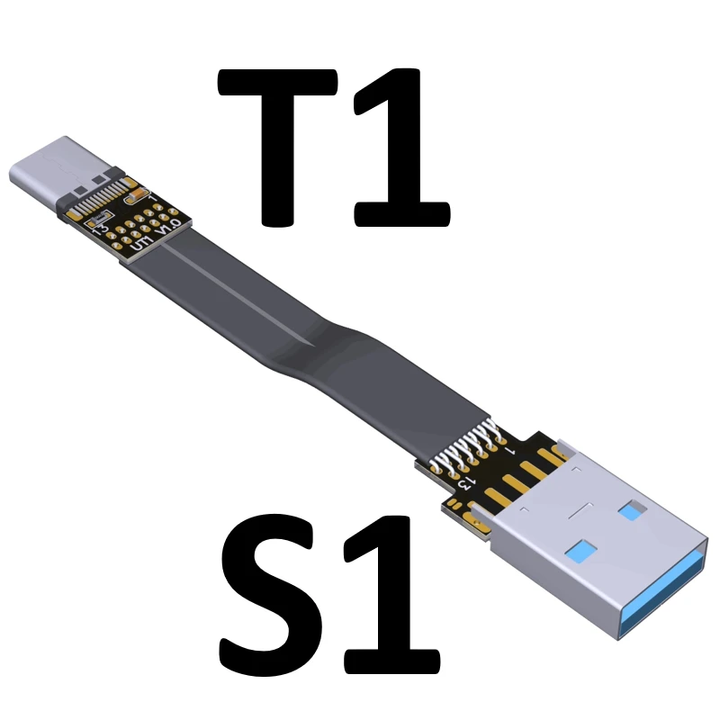 USB Type-C Ribbon Cable Flat EMI shielding FPC Cable USB 3.0 Type C 90 degree Angle Connector up downward 5cm-3m USB 3.1