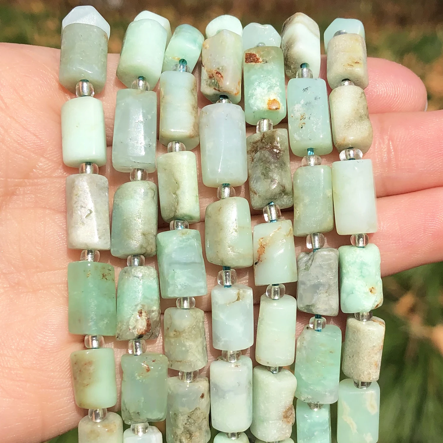 Natural Stone Chrysoprase Australian Jades Loose Faceted Cylinder Gemstone Spacer Beads for Jewelry DIY Making Bracelet Earrings