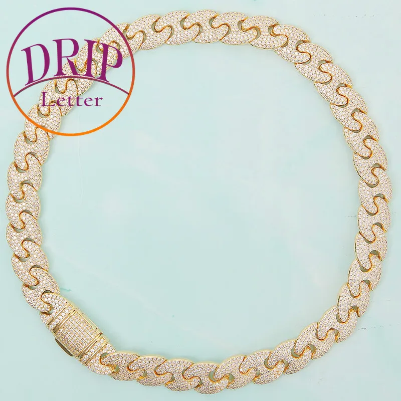 Drip Letter Miami Cuban Link Chain for Men Necklace Charms Hip Hop Rock Street  Real Gold Plated Fashion Jewelry 2021 Trend