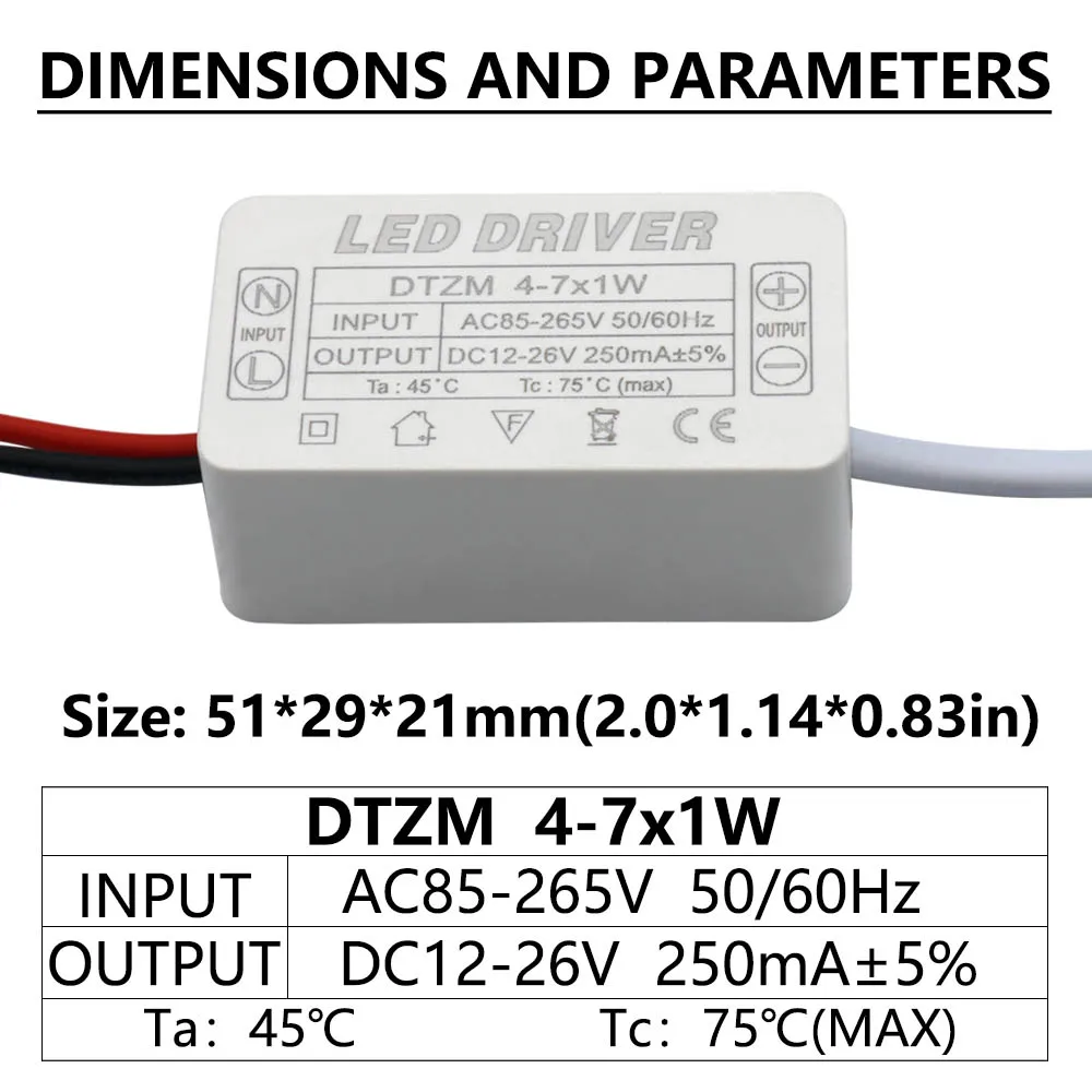 5pcs LED Driver 250mA 1W 3W 5W 7W 12W 18W 20W 25W 36W For Power Supply Unit AC85-265V Lighting Transformers For LED Power Lights