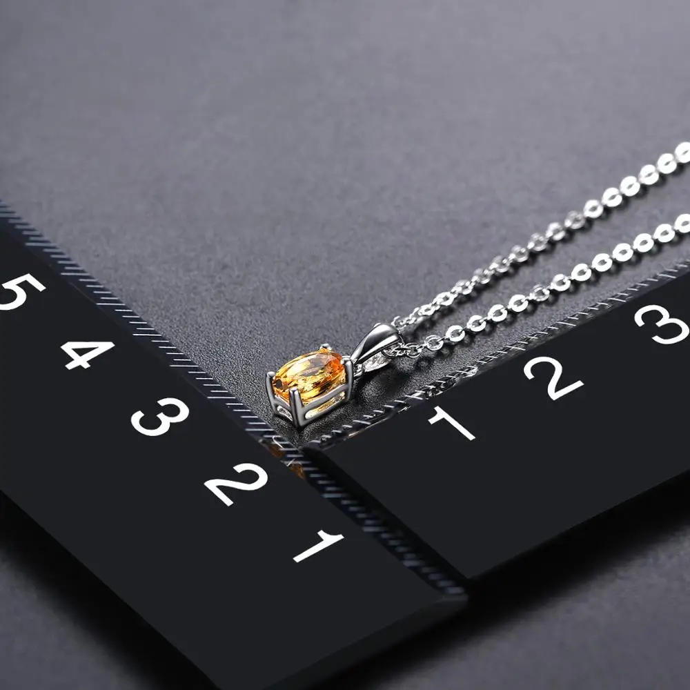 Hutang Citrine 925 Silver Pendant Oval 6x4mm Real Yellow Gemstone Solid 925 Sterling Silver Chain Fine Simple Jewelry for Women