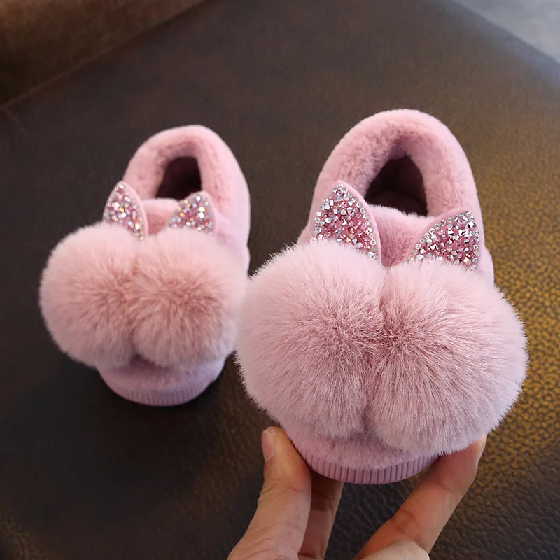 Kids Girls Girls Slippers Cartoon Fox Girls Home Shoes For Children Winter Indoor Bedroom Slippers Warm Velvet Baby Boots