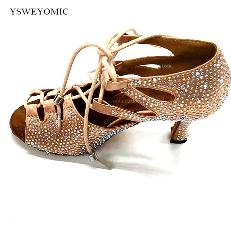 Cyrkonie buty do tańca towarzyskiego latynoamerykańskiego czarne ciało satynowe zamszowe podeszwa Meduim pięty 7cm 6cm 2inch Latin Salsa potańcówka buty