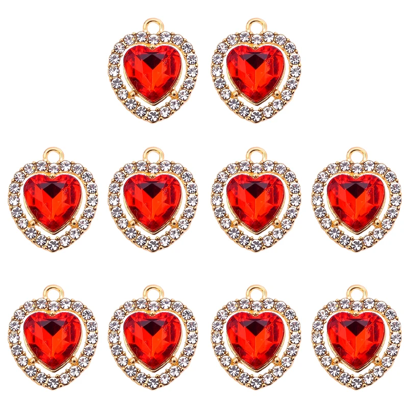 10Pcs/Lot 19x15mm 14 Color RRed Love Heart Charms for Jewelry Making Pendants Necklaces Cute Earrings DIY Handmade Accessories